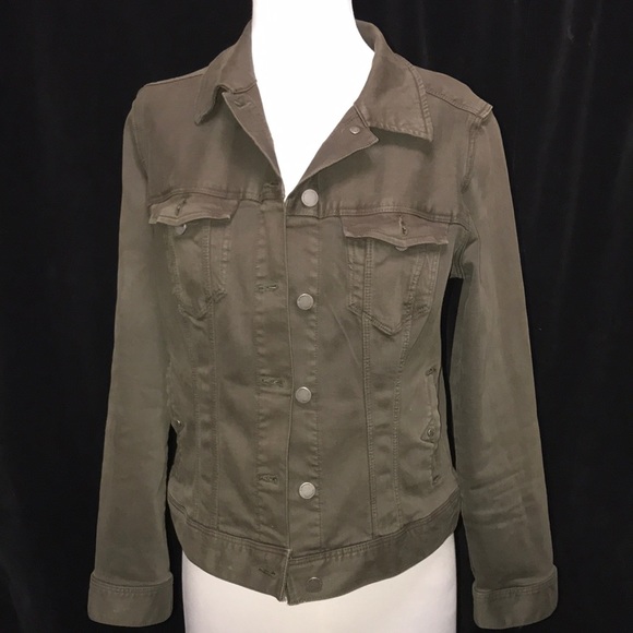 Liverpool Jackets & Blazers - Women’s EUC LIVERPOOL LOS ANGELES NWT Olive Green Denim Jacket Sz M